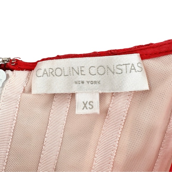 Caroline Constas “Gabriella” Bright Red Off Shoulder Lace Top Blouse sz XS